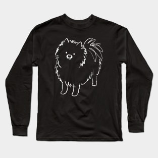 Black Pomeranian Sketch | Cute Dog Long Sleeve T-Shirt